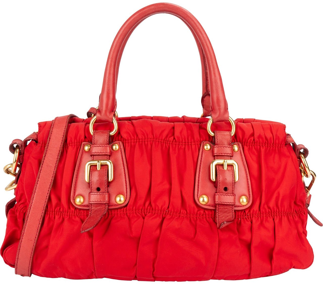 Prada Tessuto Gaufre Satchel Handbag Rood