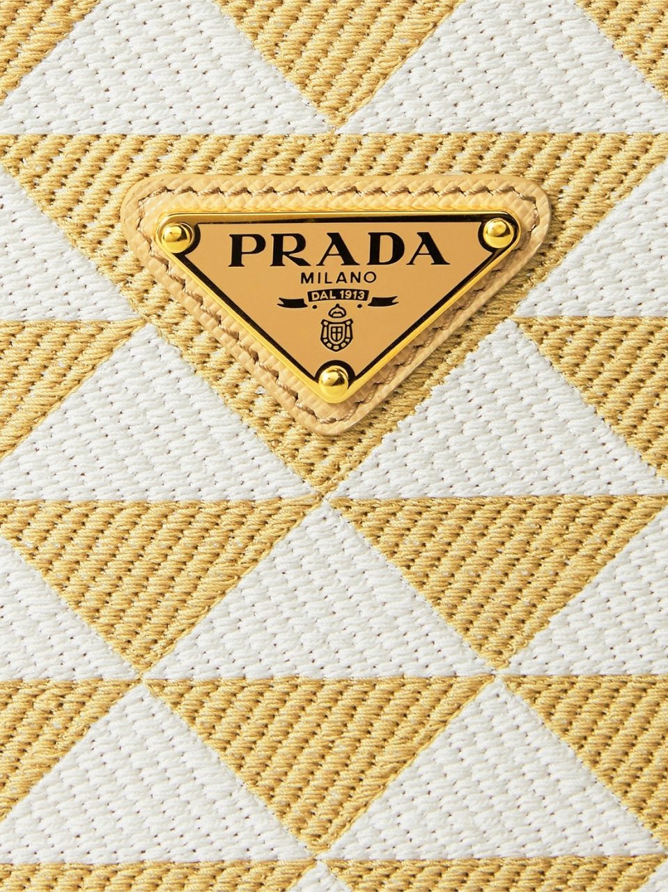 Prada Triangolo Jacquard Logo Shoulder Bag Beige
