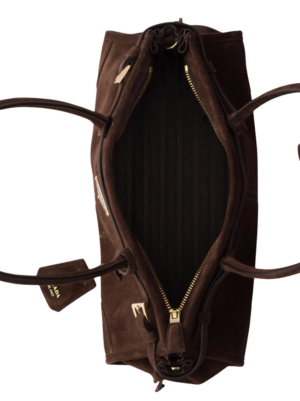Prada Borsa Bonnie Medium Suede Shoulder Bag Zwart