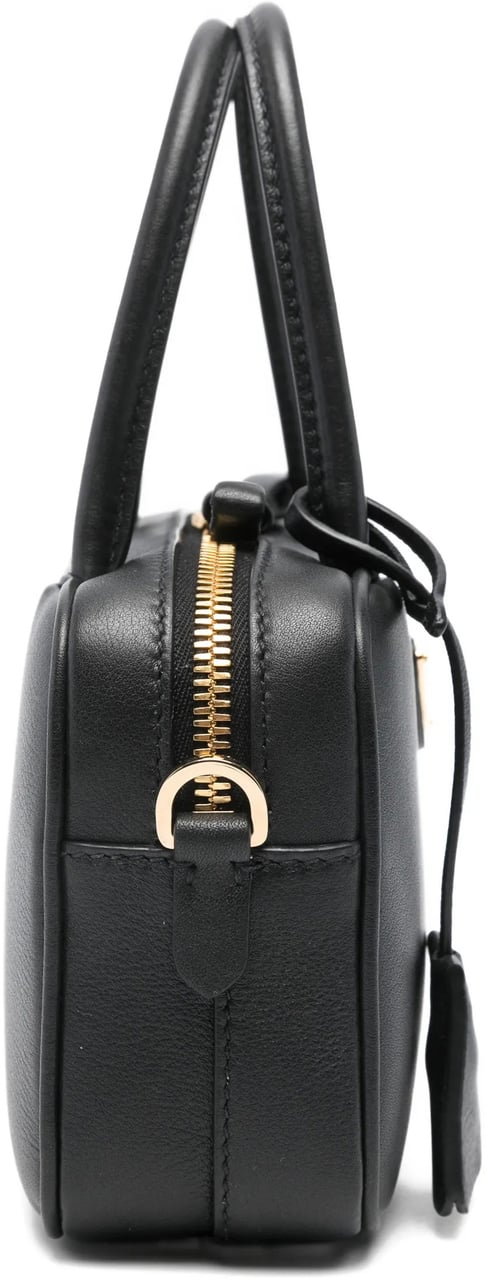 Prada Black Bauletto Smooth Leather Handbag Zwart