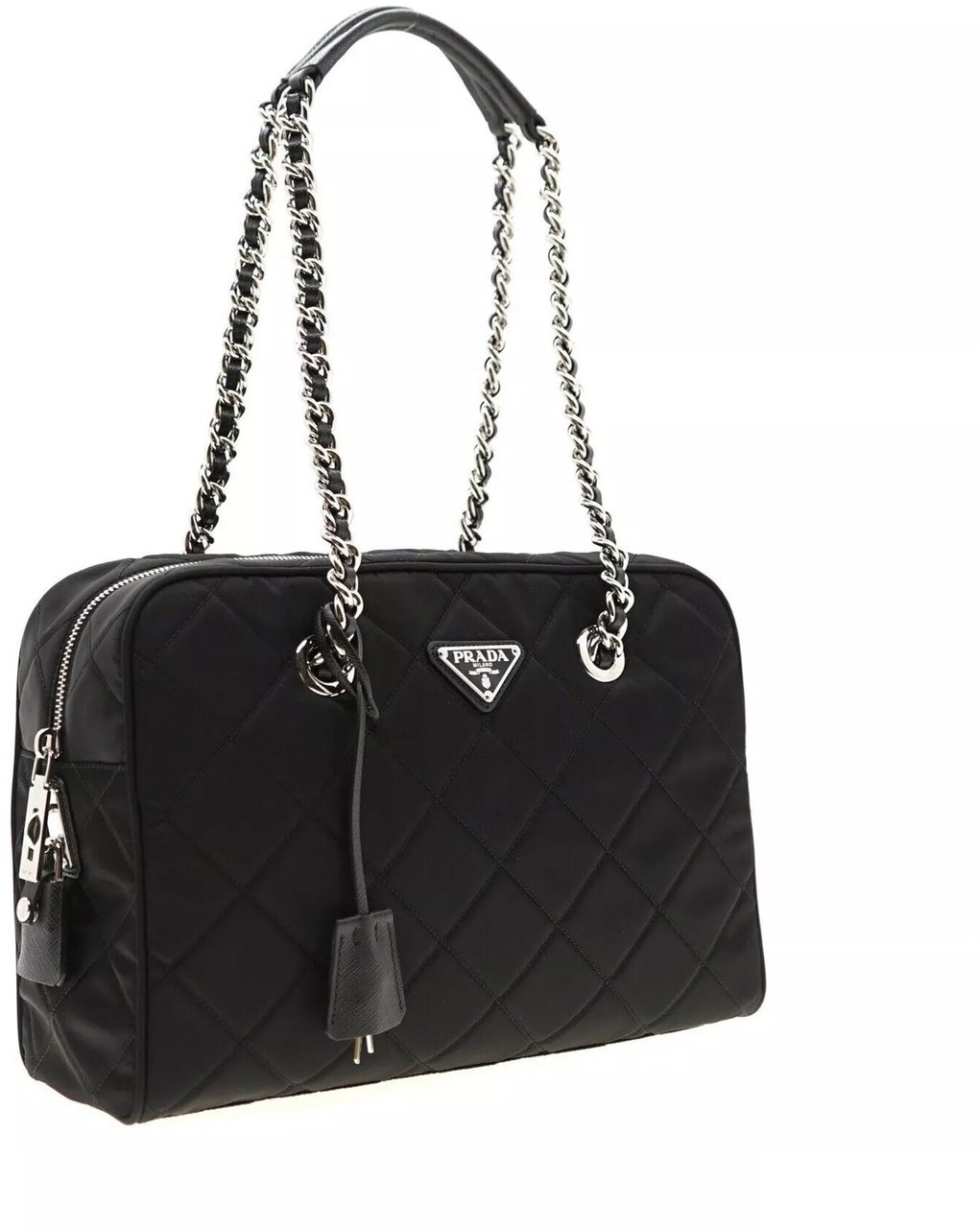 Prada Prada Quilted Nylon Shoulder Bag Zwart