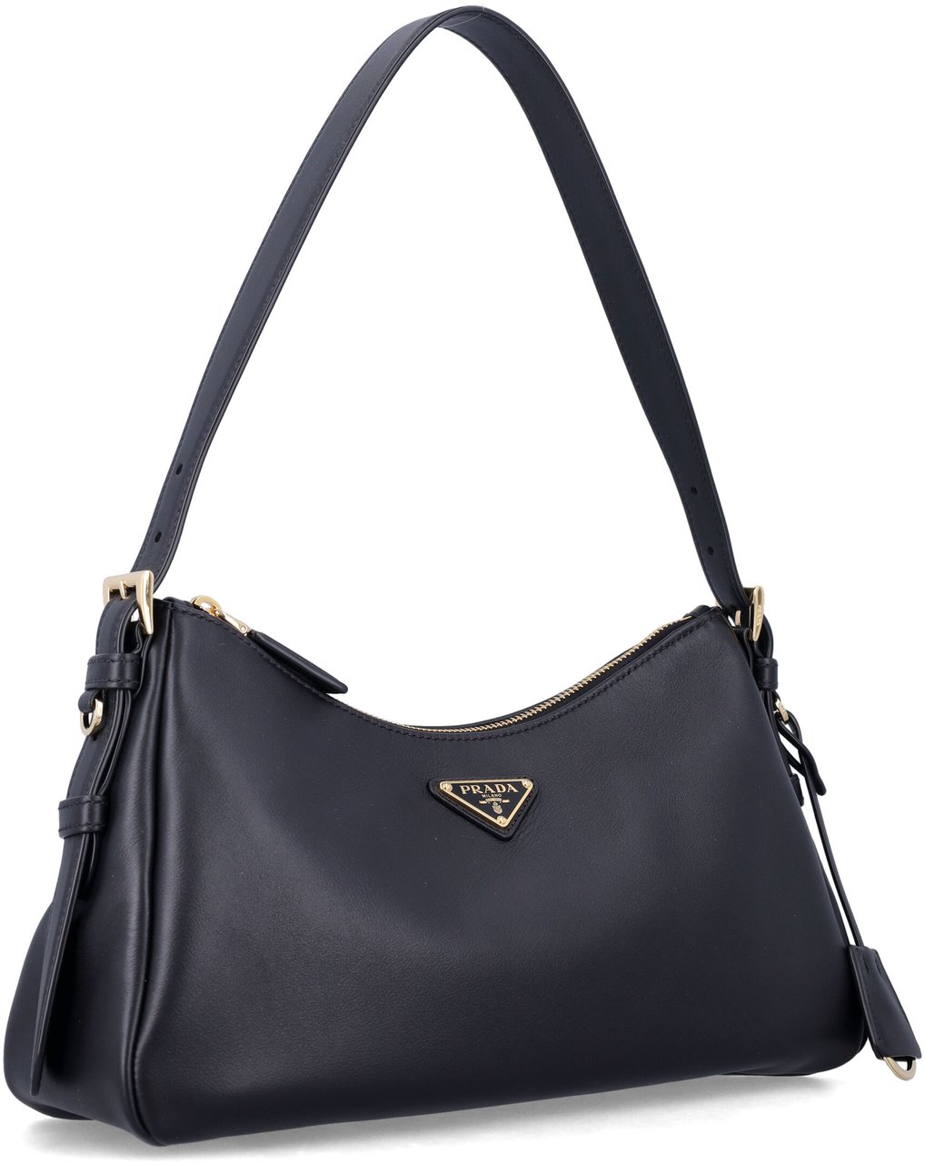 Prada Prada Leather Hobo Bag Zwart