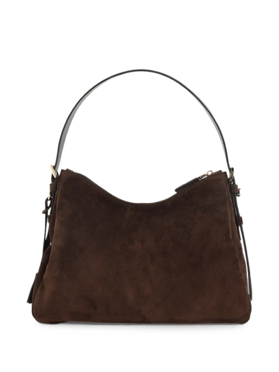 Prada Brown Suede Sacca Structured Shoulder Bag Zwart