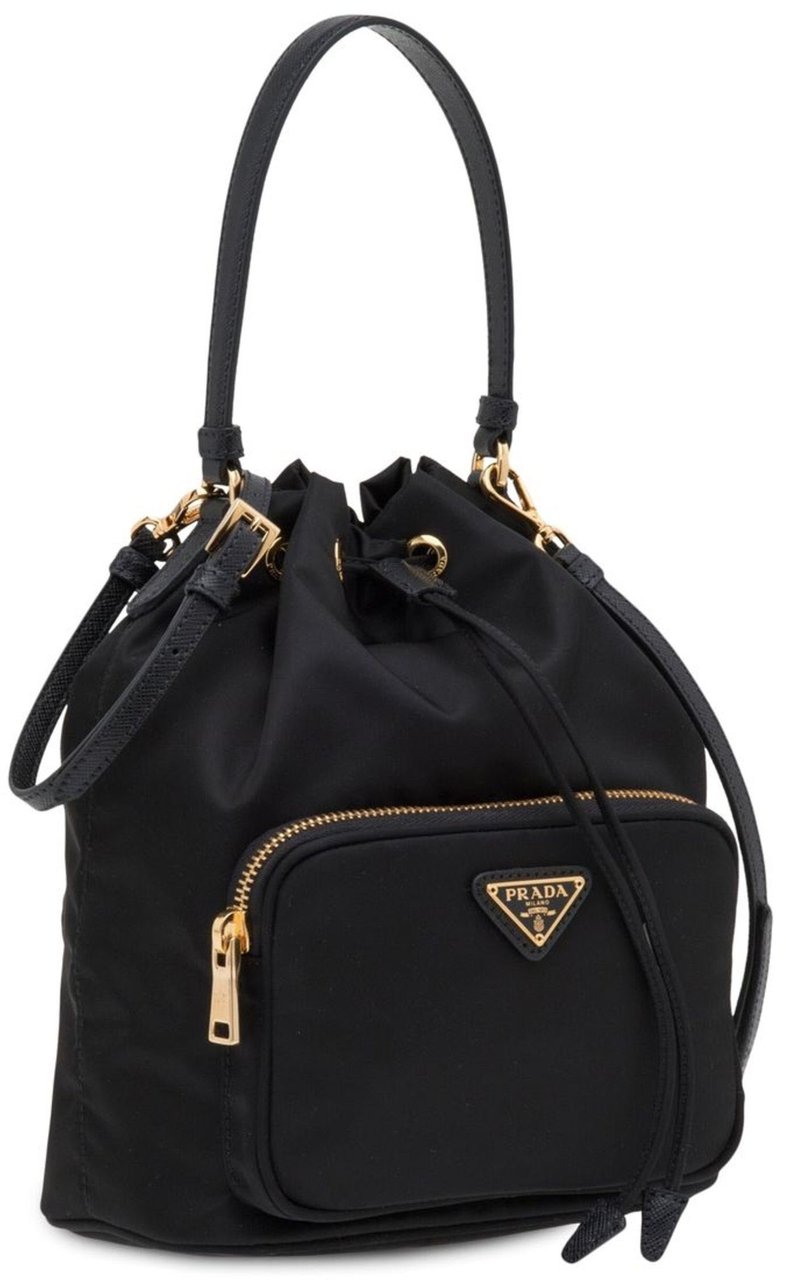 Prada Duet Re-Nylon Bucket Bag Zwart