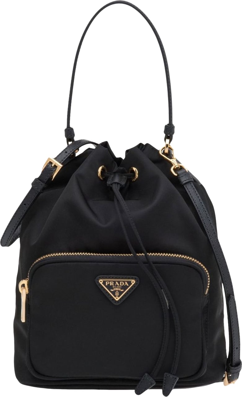 Prada Duet Re-Nylon Bucket Bag Zwart