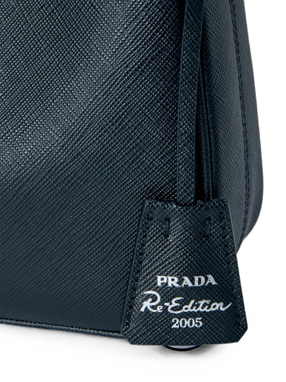 Prada Structured Textured Leather Handbag With Chain Handle Zwart