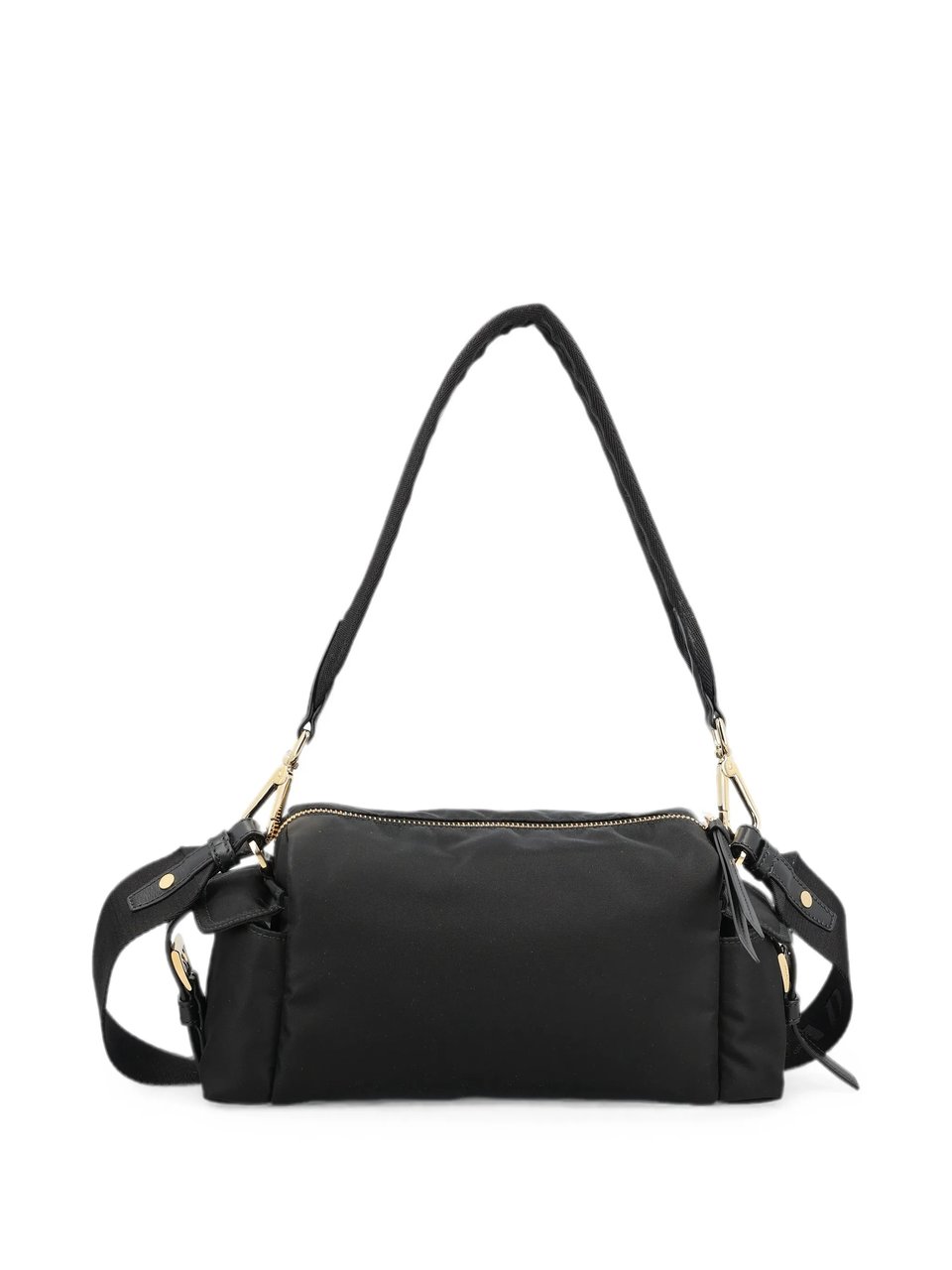 Prada Rectangular Black Handbag With Gold-Tone Accents Zwart