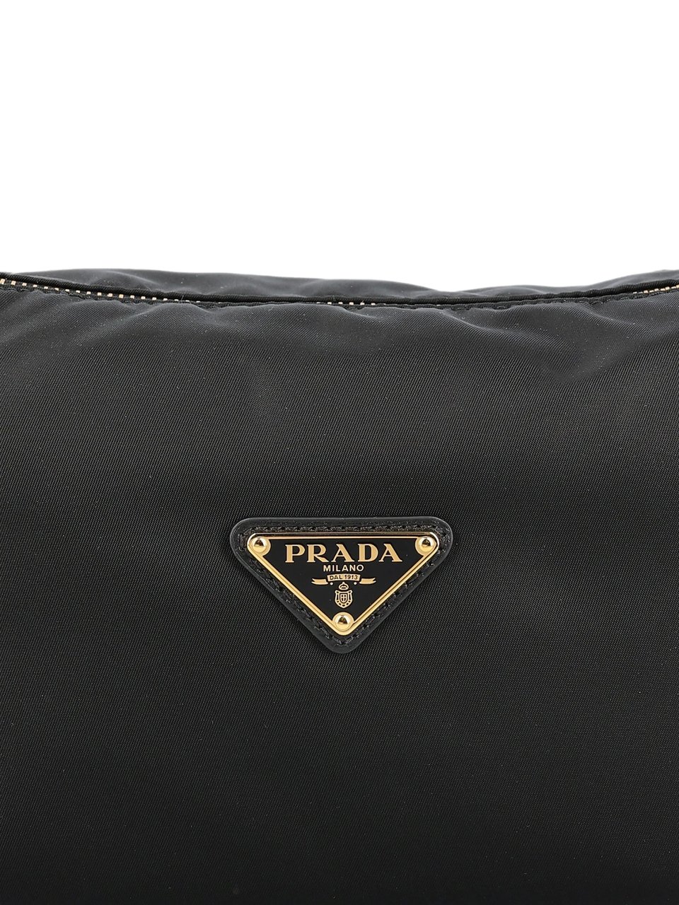 Prada Rectangular Black Handbag With Gold-Tone Accents Zwart