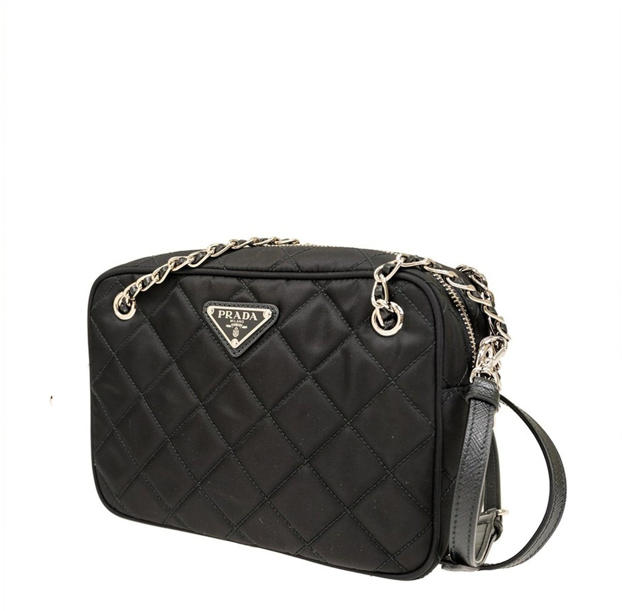 Prada Prada Quilted Medium Crossbody Bag Zwart