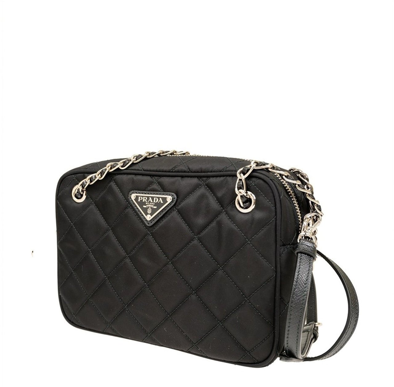 Prada Prada Quilted Medium Crossbody Bag Zwart