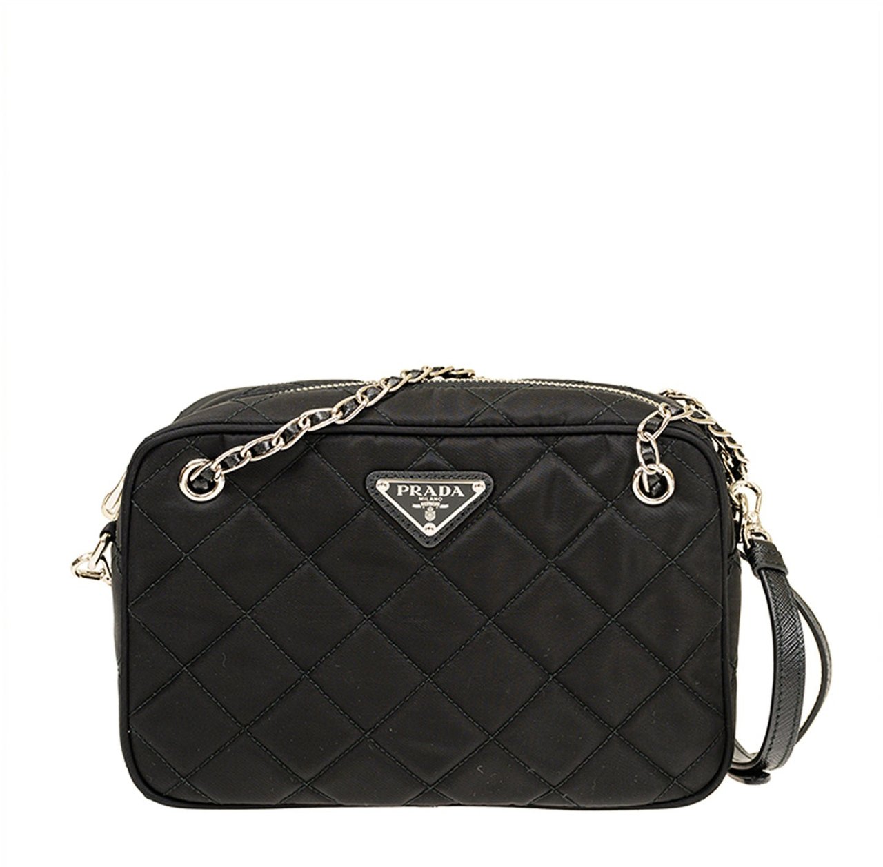 Prada Prada Quilted Medium Crossbody Bag Zwart
