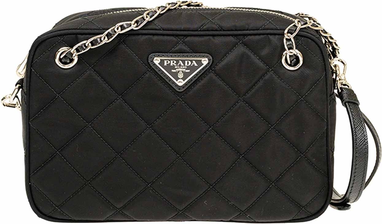 Prada Prada Quilted Medium Crossbody Bag Zwart