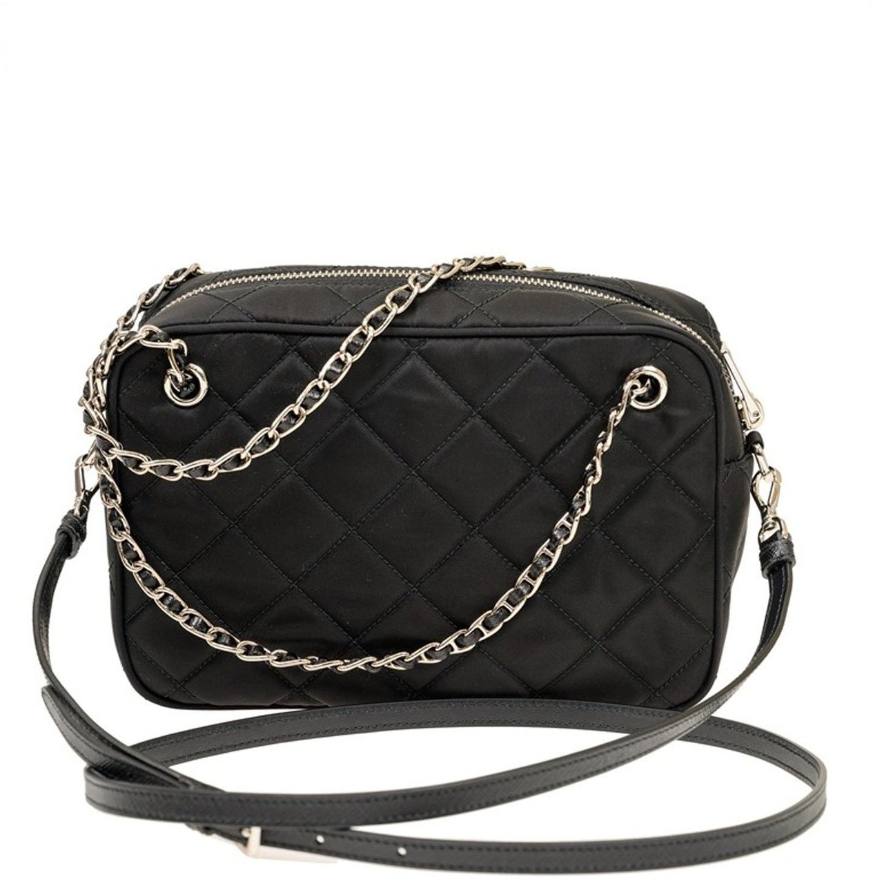 Prada Prada Quilted Medium Crossbody Bag Zwart