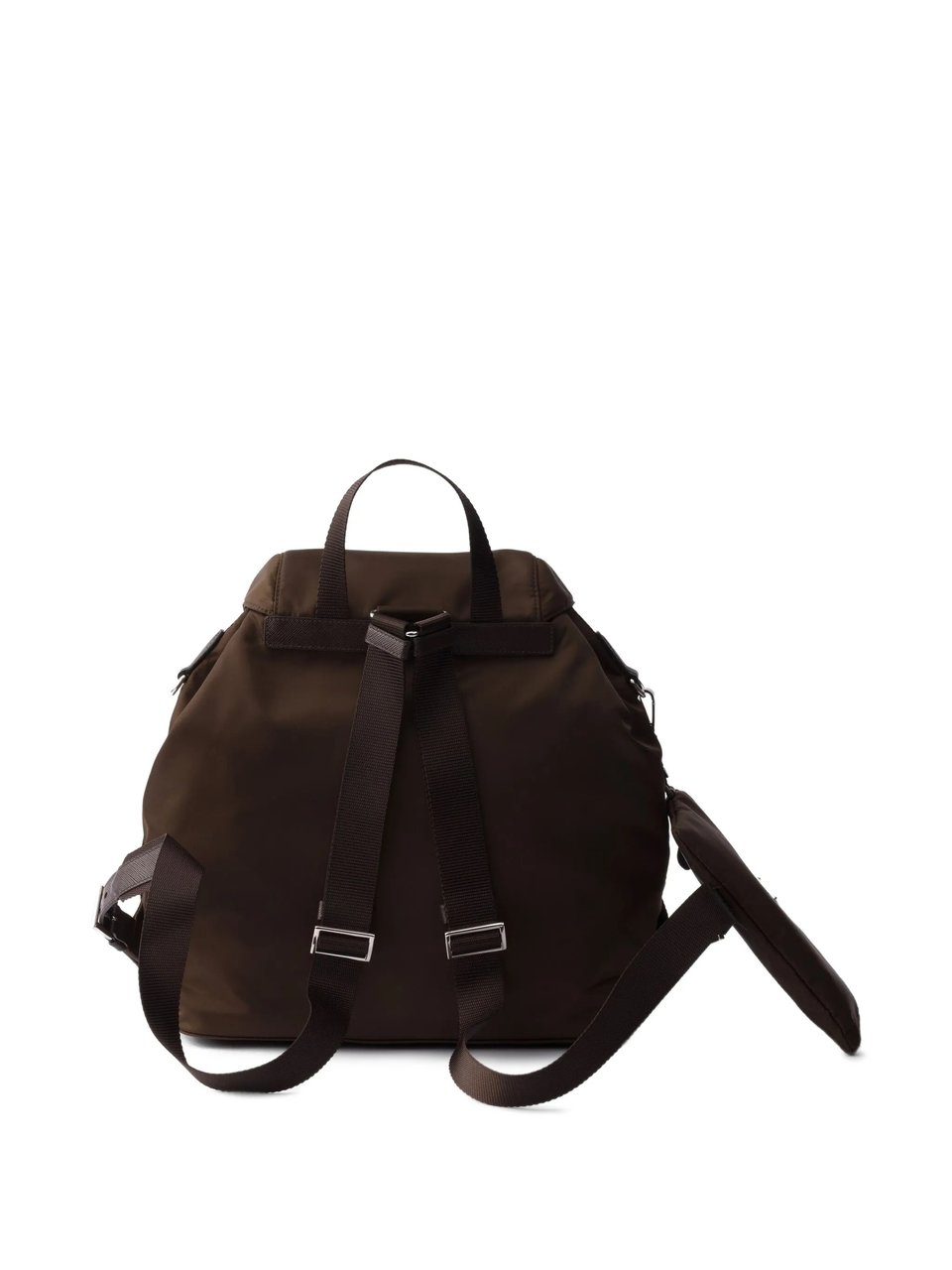 Prada Structured Re-Nylon Medium Backpack with Buckle Closure and Front Pockets Bruin