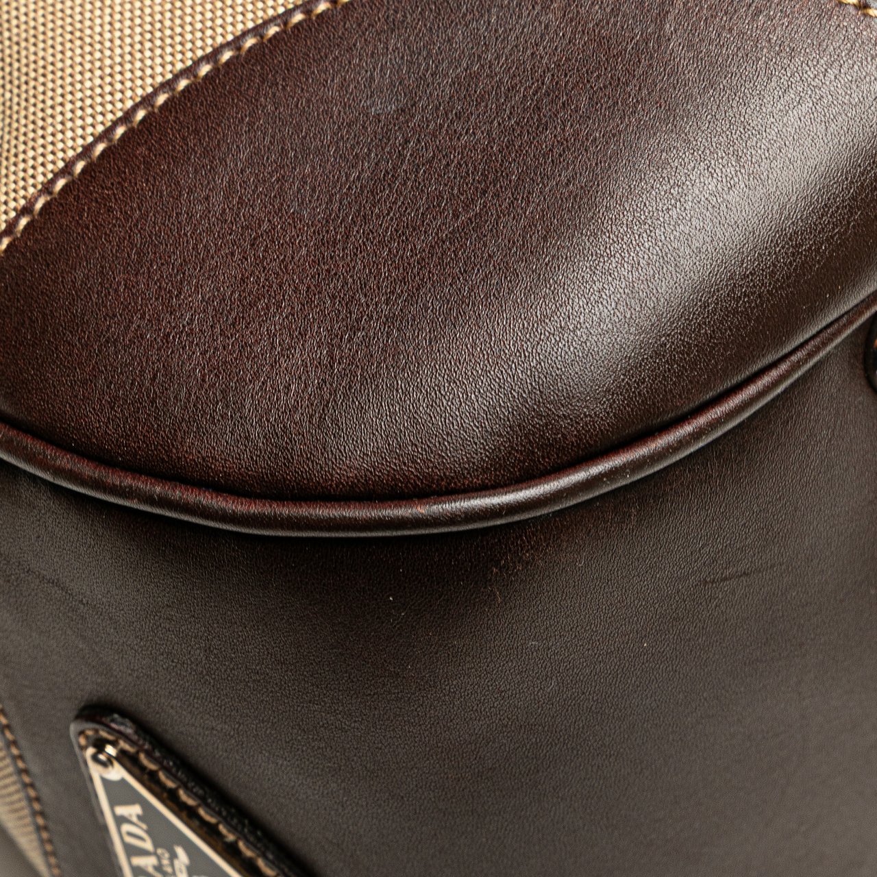Prada Canvas Canapa Logo Shoulder Bag Bruin