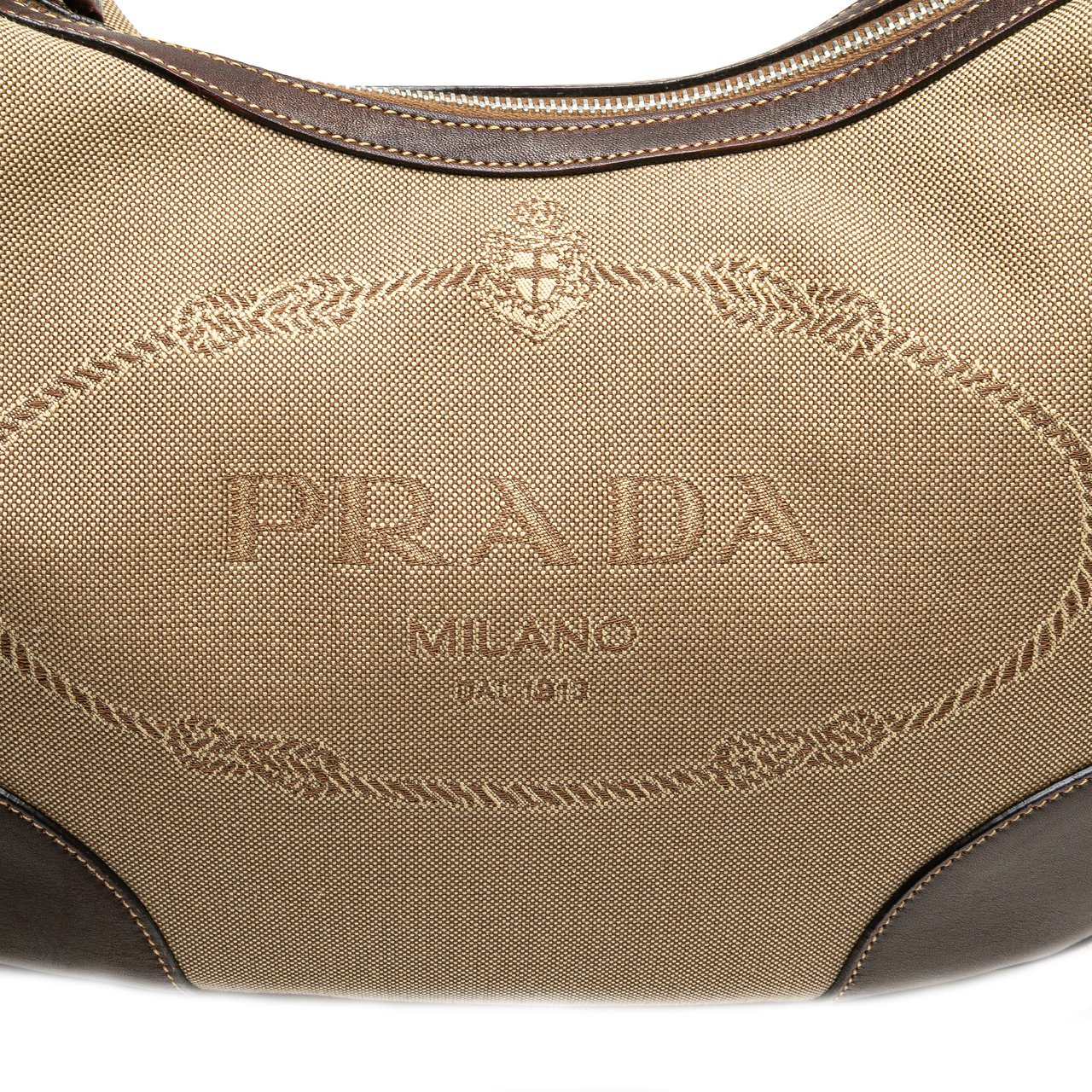 Prada Canvas Canapa Logo Shoulder Bag Bruin