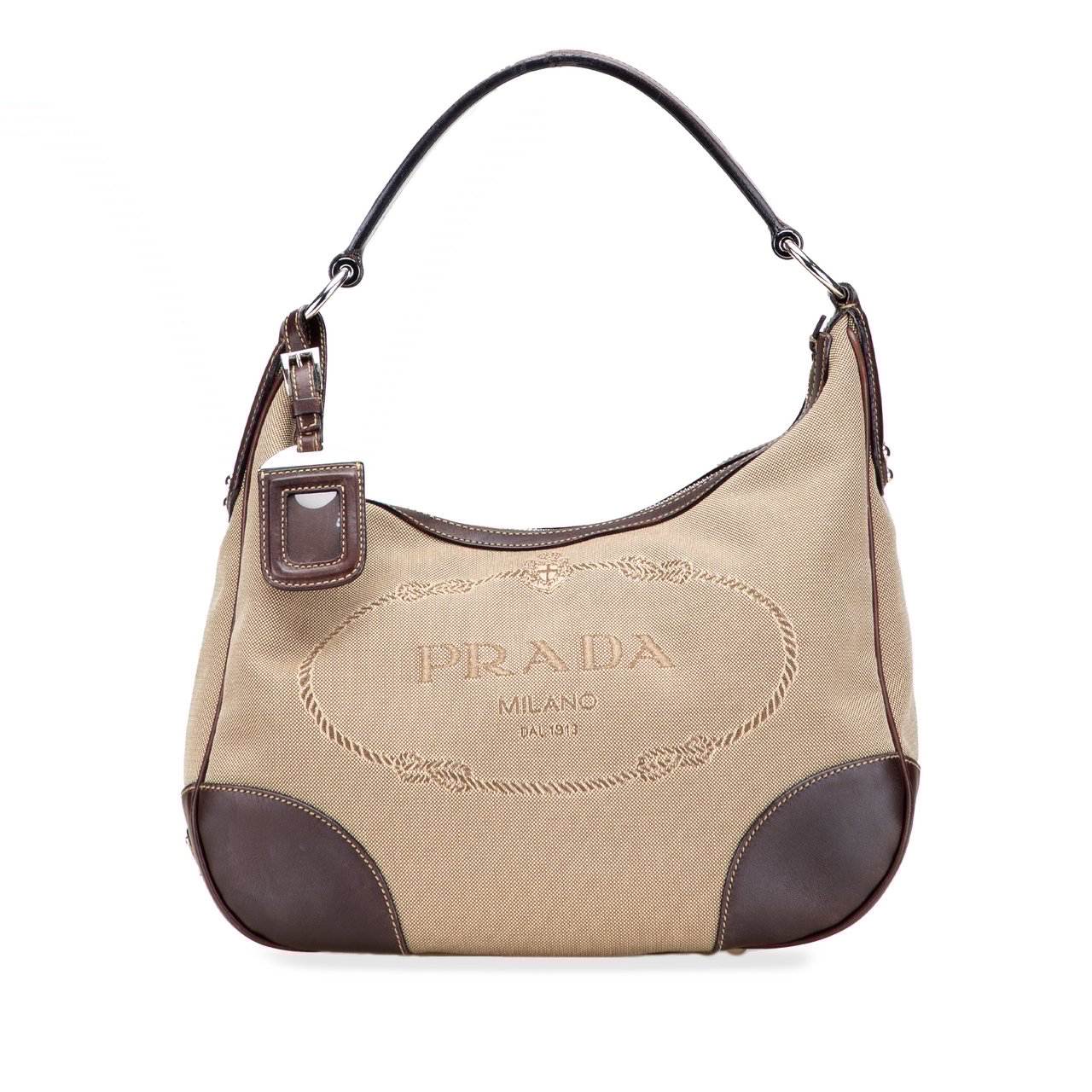 Prada Canvas Canapa Logo Shoulder Bag Bruin