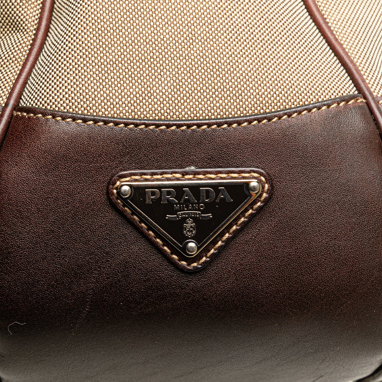 Prada Canvas Canapa Logo Shoulder Bag Bruin
