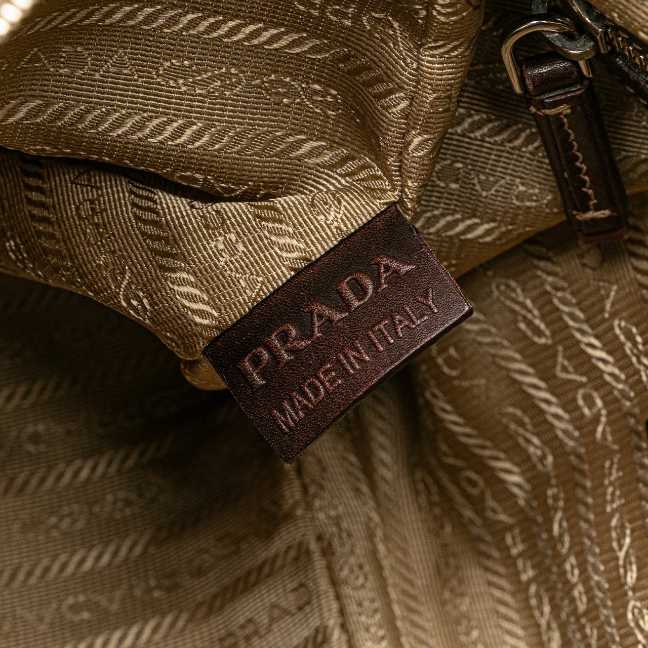 Prada Canvas Canapa Logo Shoulder Bag Bruin