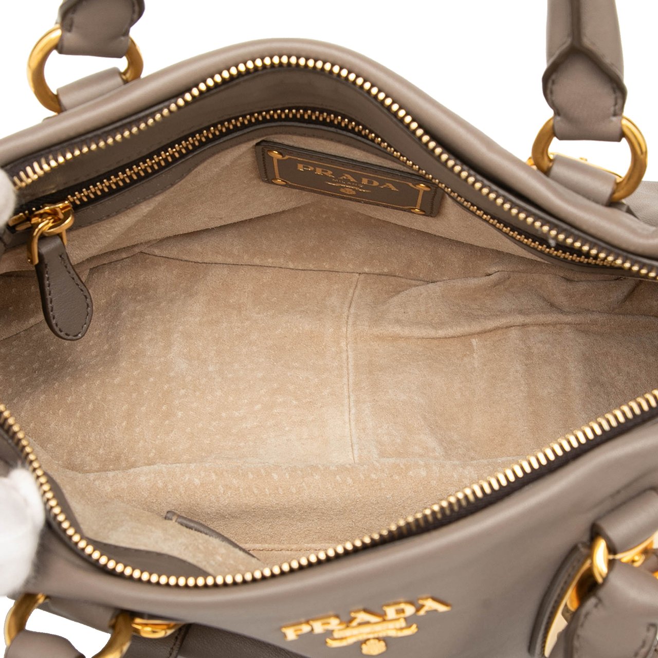 Prada Soft Calfskin Shopping Satchel Grijs