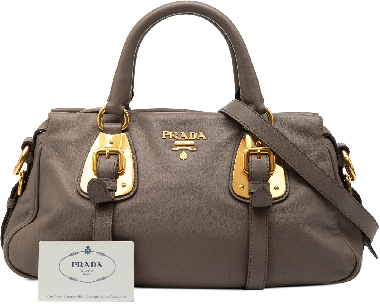 Prada Soft Calfskin Shopping Satchel Grijs