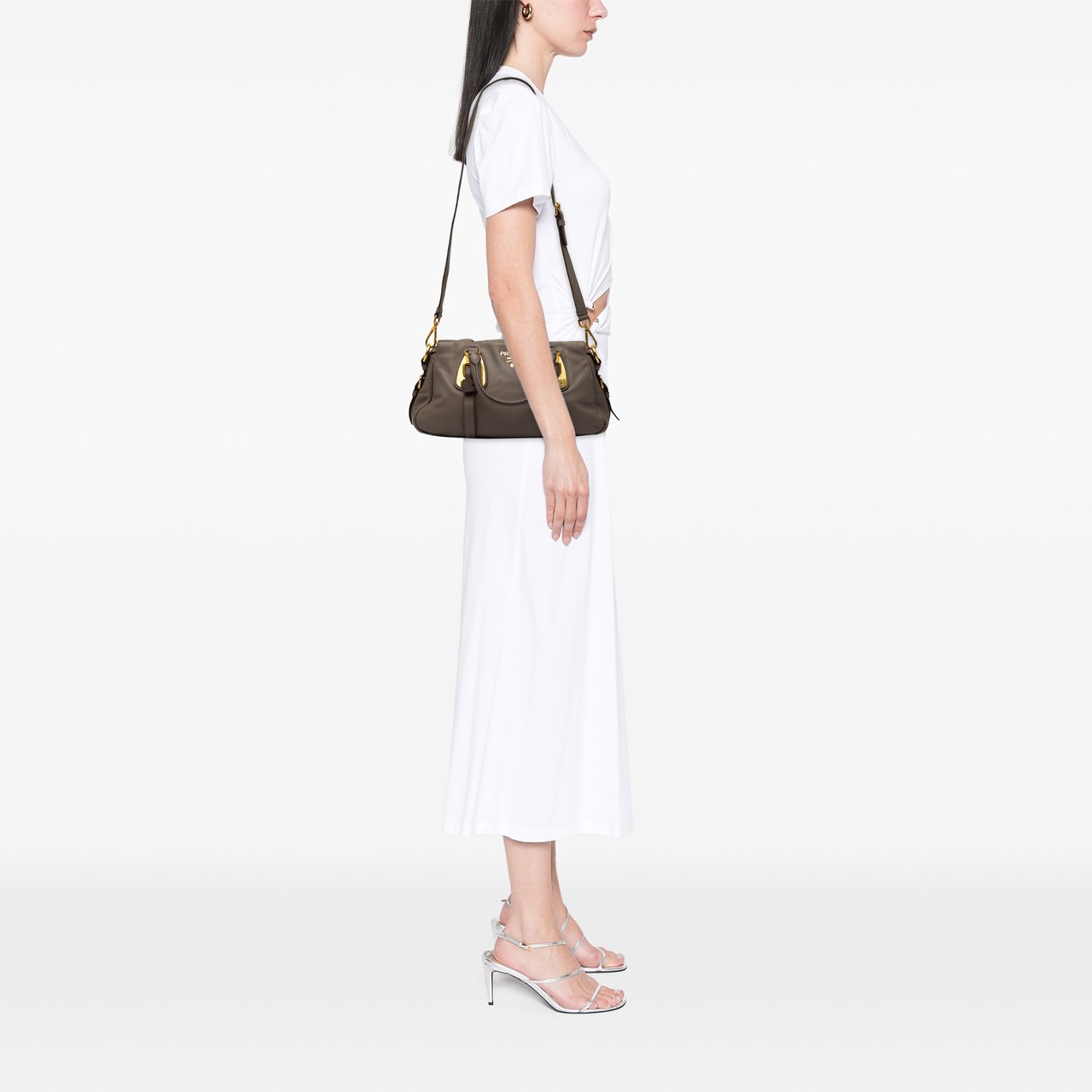 Prada Soft Calfskin Shopping Satchel Grijs