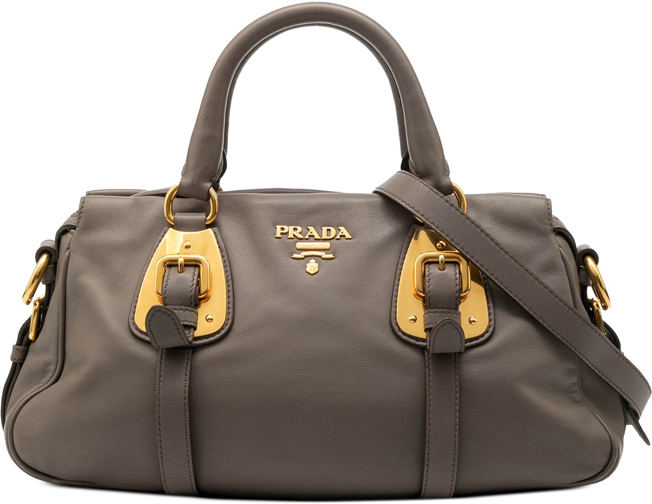 Prada Soft Calfskin Shopping Satchel Grijs
