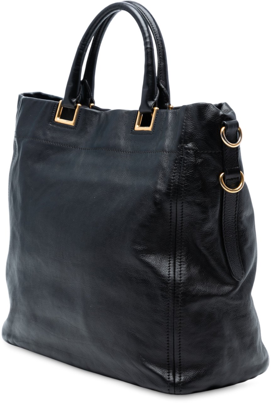 Prada Glace Calf Open Convertible Tote Zwart