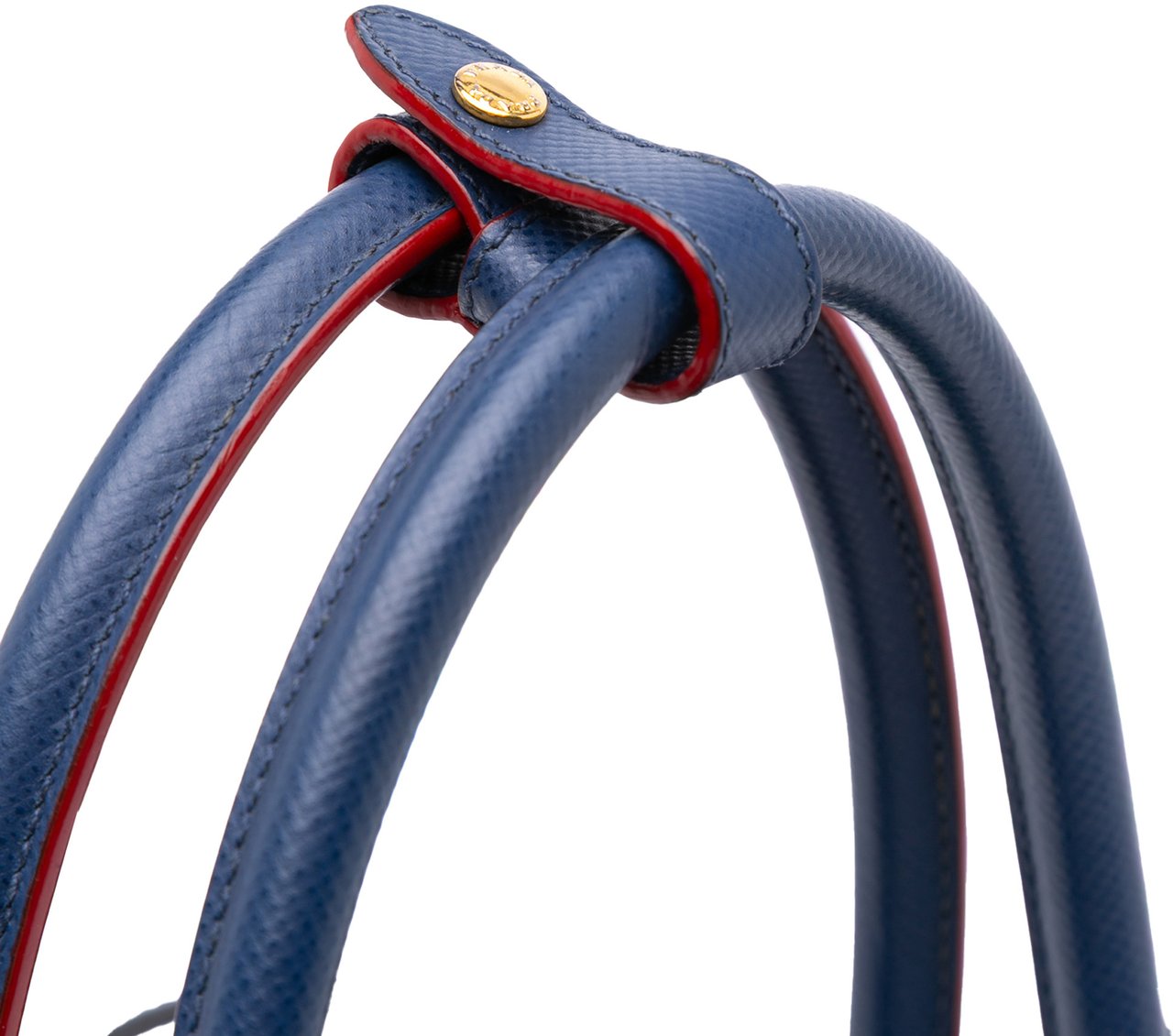 Prada Medium Saffiano Cuir Double Satchel Blauw