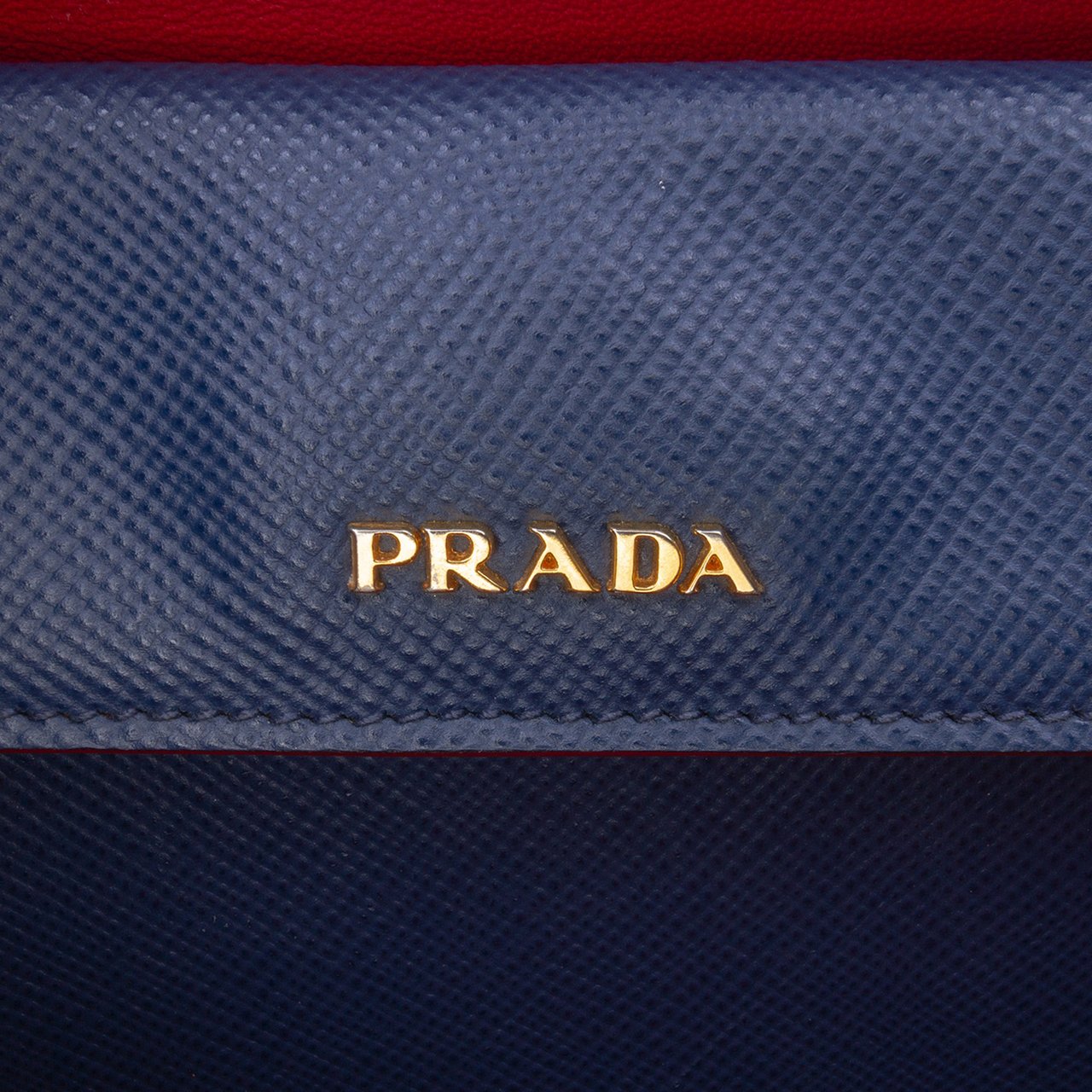 Prada Medium Saffiano Cuir Double Satchel Blauw