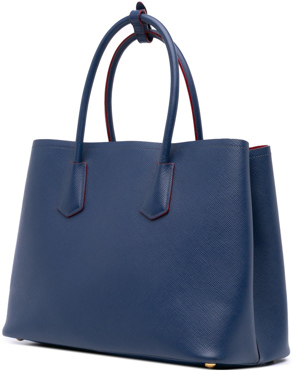 Prada Medium Saffiano Cuir Double Satchel Blauw