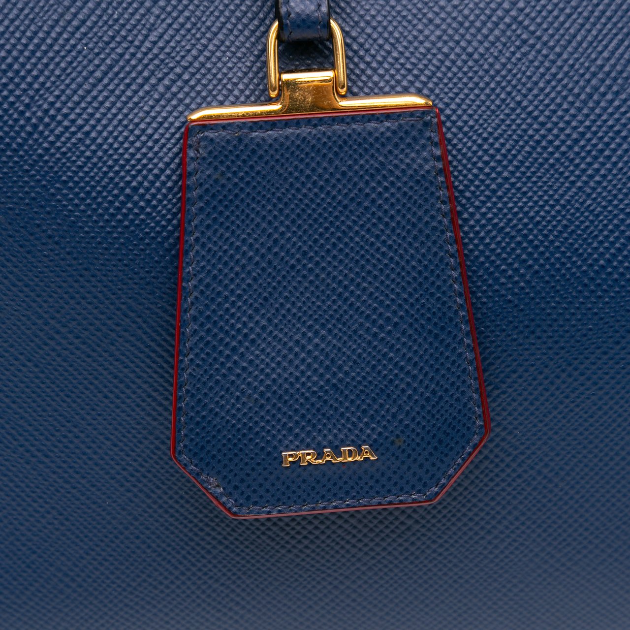 Prada Medium Saffiano Cuir Double Satchel Blauw