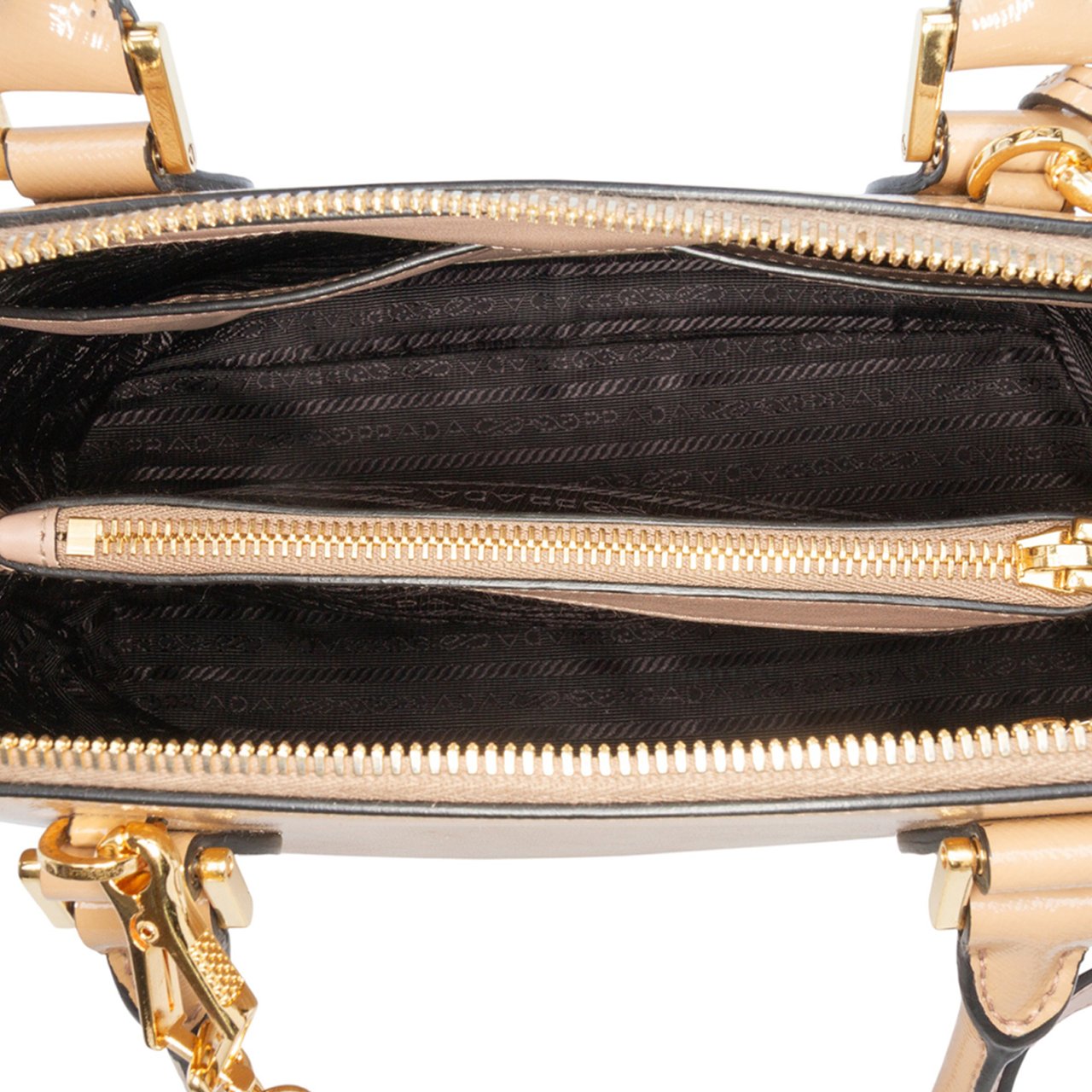 Prada Medium Saffiano Vernice Promenade Satchel Bruin