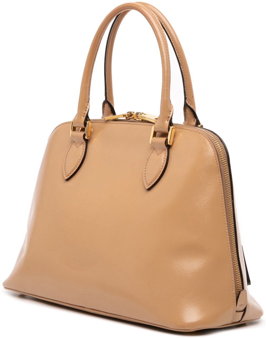 Prada Medium Saffiano Vernice Promenade Satchel Bruin