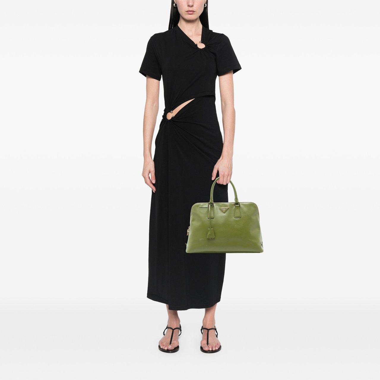 Prada Large Saffiano Lux Promenade Satchel Groen