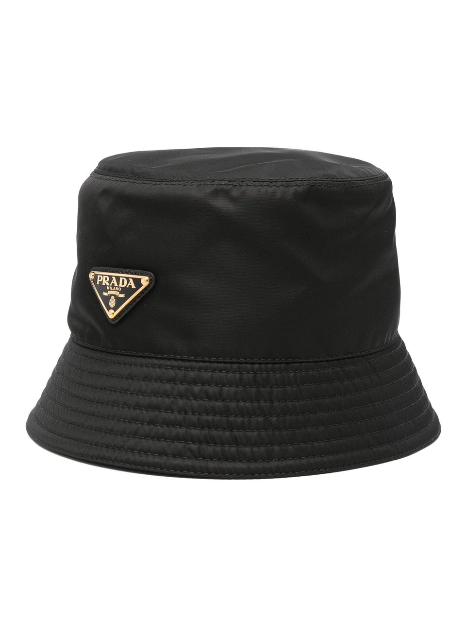 Prada Black Re-Nylon Triangular Logo Hat Zwart