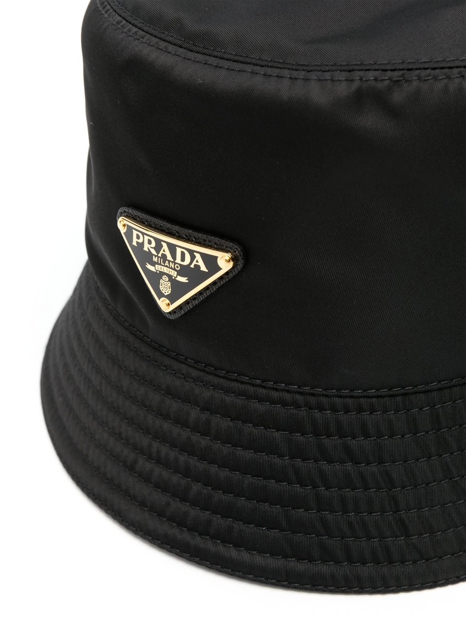 Prada Black Re-Nylon Triangular Logo Hat Zwart
