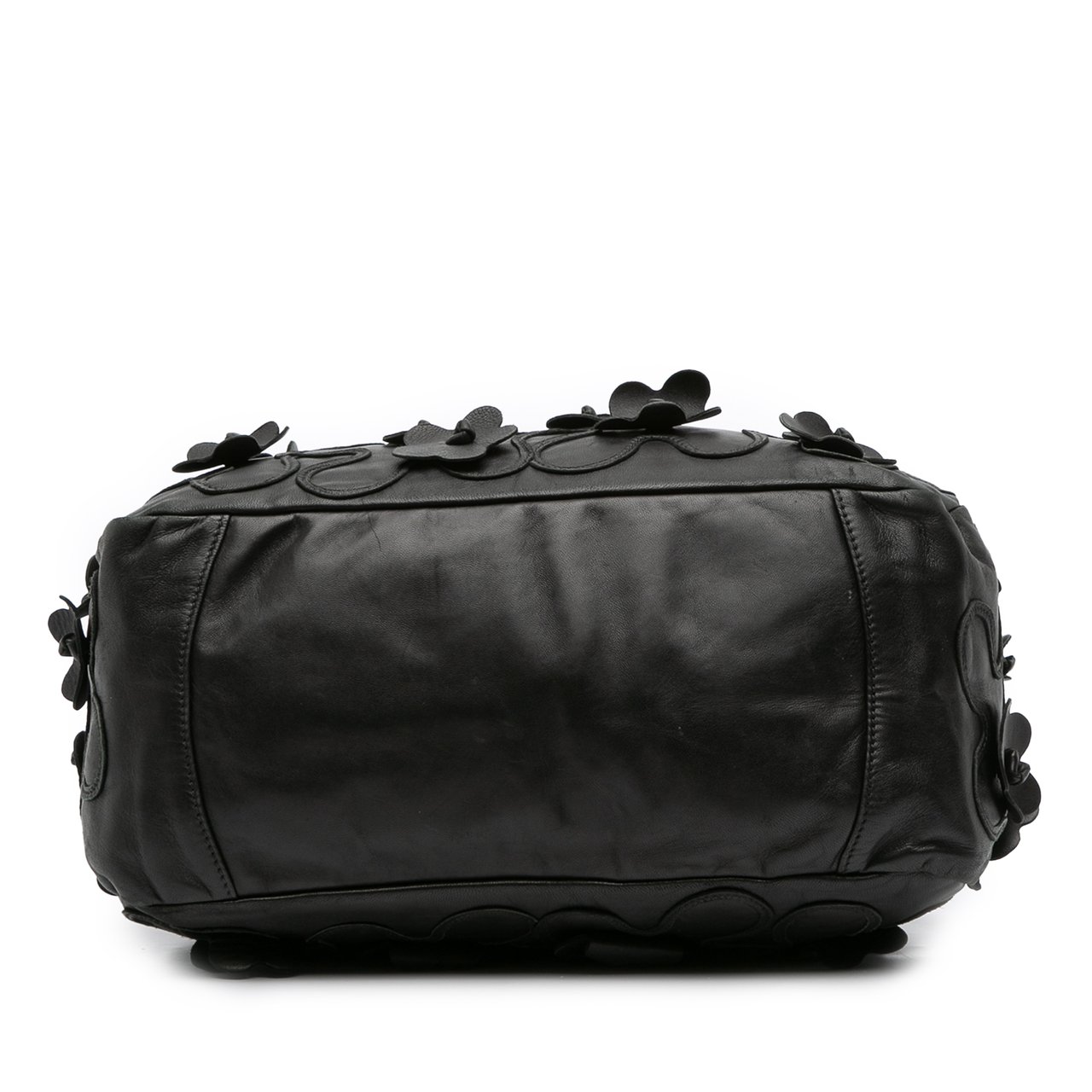 Prada Nappa Intarsio Flower Shopping Tote Zwart