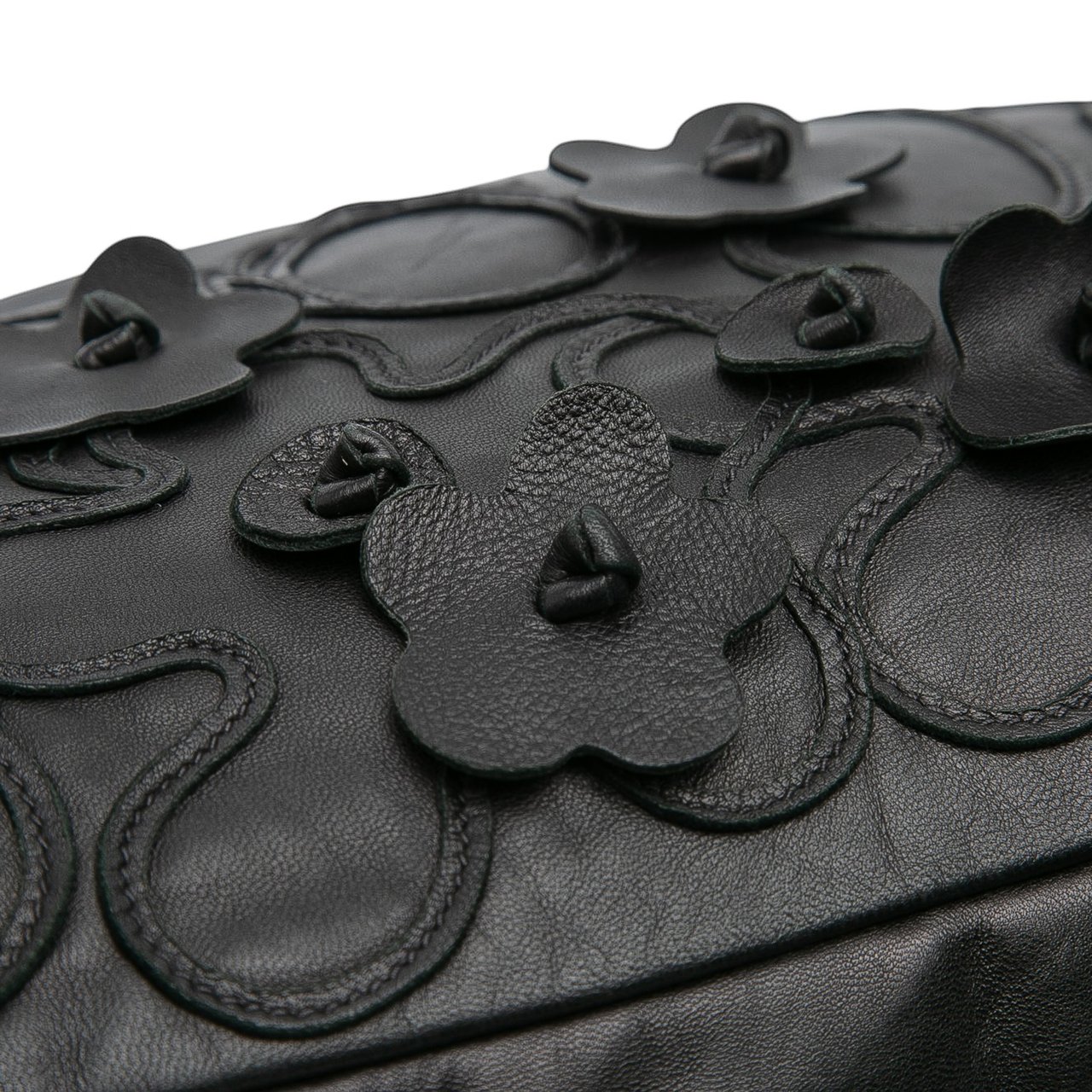 Prada Nappa Intarsio Flower Shopping Tote Zwart
