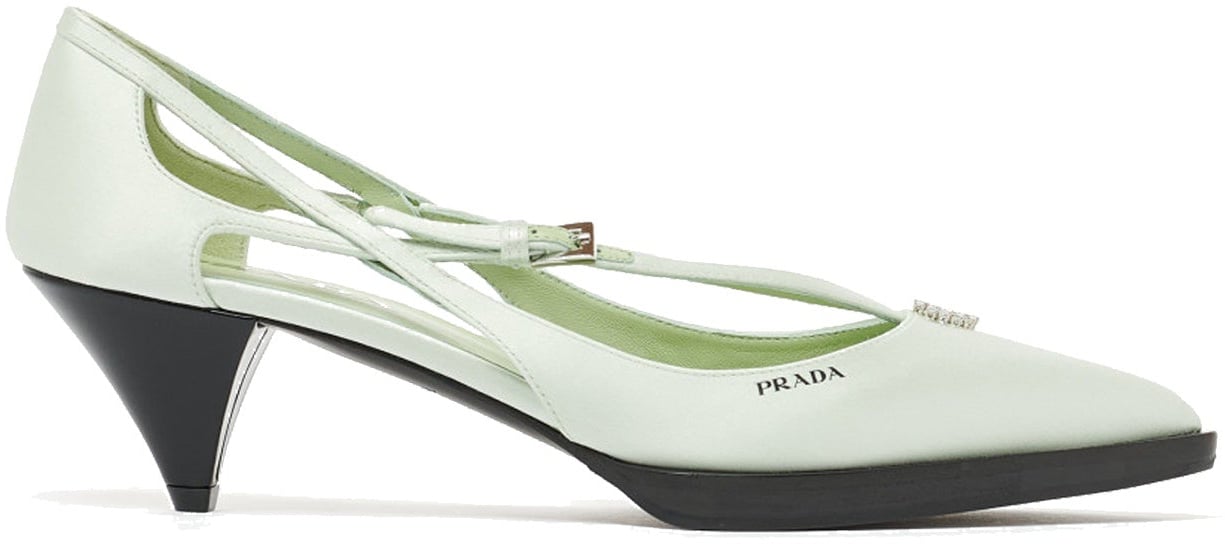 Prada Prada Cut-Out Satin Pumps Groen
