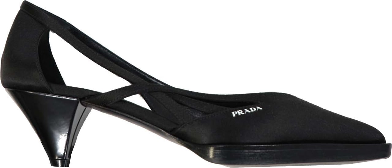 Prada 55mm Cut-Out Satin Pumps Zwart