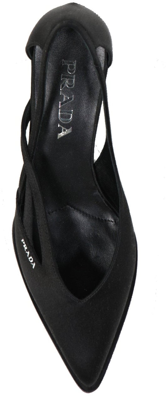 Prada 55mm Cut-Out Satin Pumps Zwart