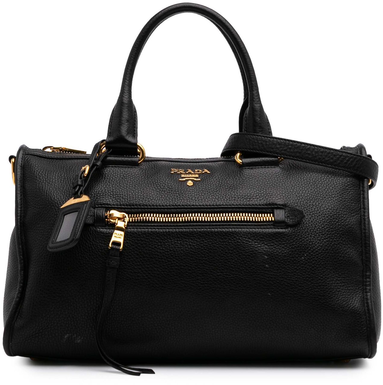 Prada Vitello Phenix Convertible Satchel Zwart