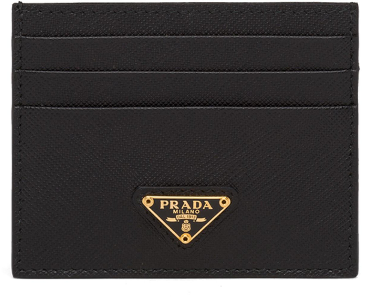 Prada Black Saffiano Leather Card Holder Zwart
