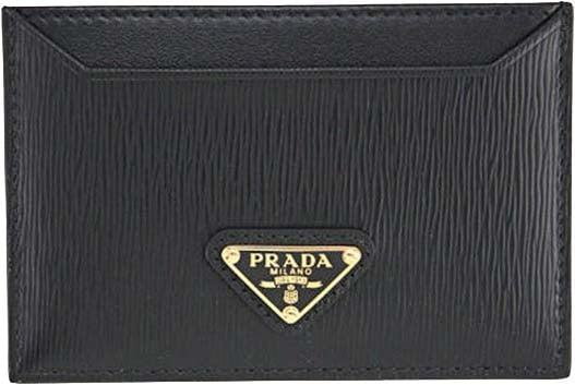 Prada Leather Cad Holder Zwart