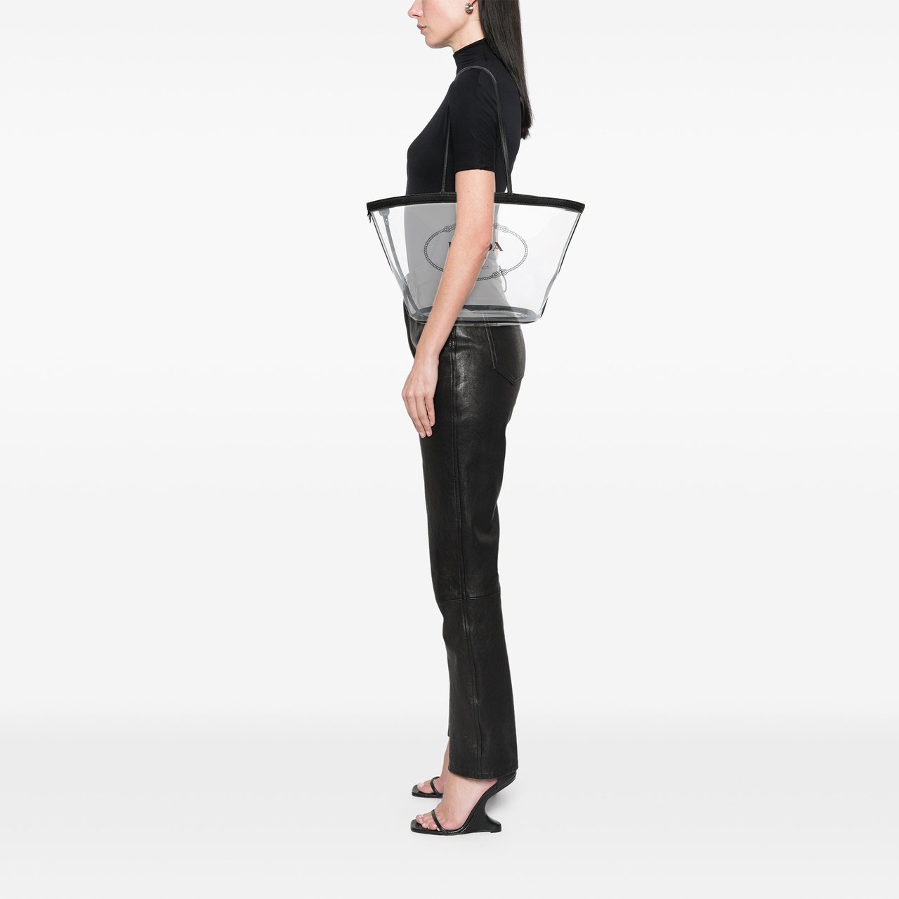 Prada PVC Canapa Logo Shopper Tote Wit