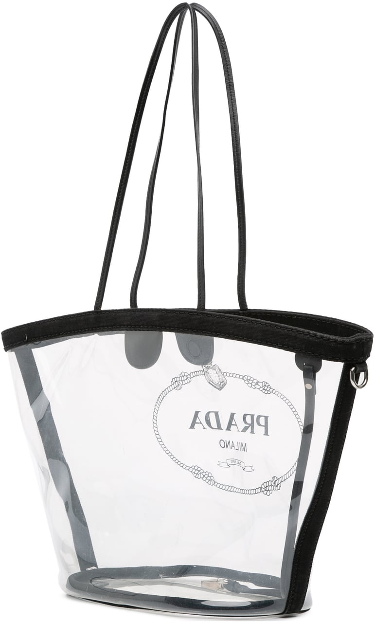 Prada PVC Canapa Logo Shopper Tote Wit