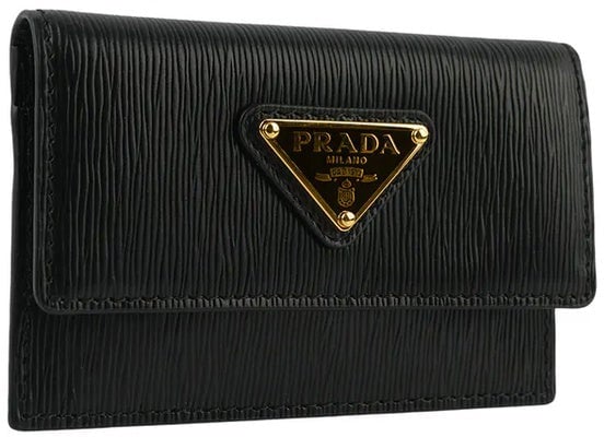 Prada Prada Leather Card Holder Zwart