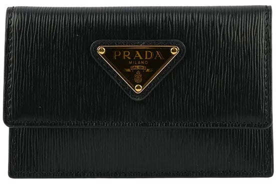 Prada Prada Leather Card Holder Zwart