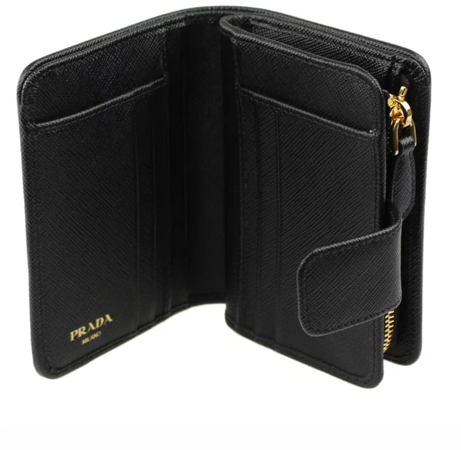 Prada Prada Nylon and Leather French Wallet Zwart